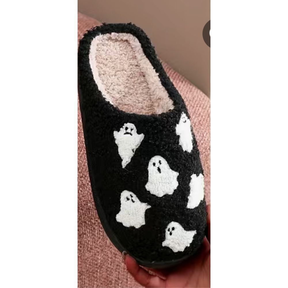 COPY - Six lil  ghost themed, plush lined slippers size 8.5-9 - Picture 7 of 10